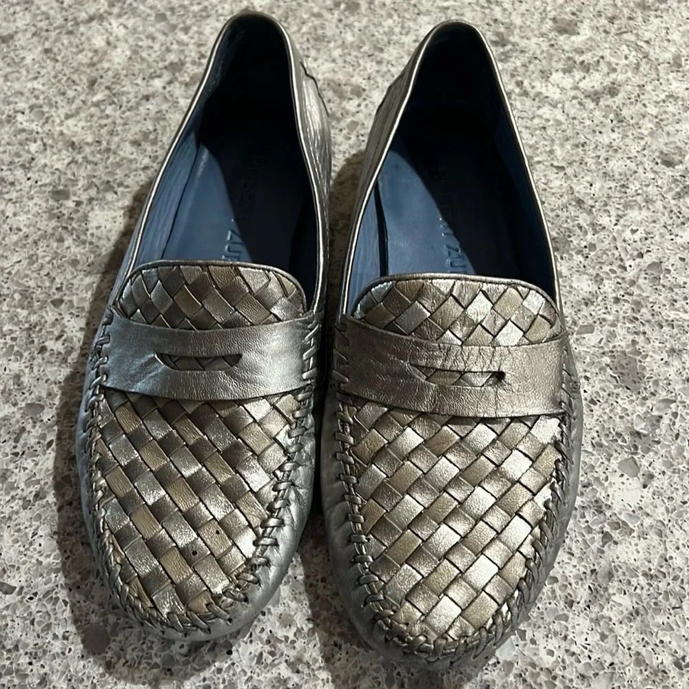 Robert Zur Petra Driving Loafers True Silver Women's Size 10.5